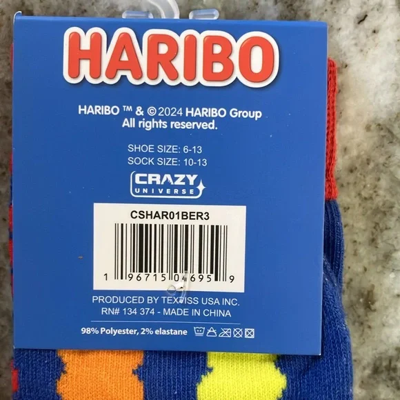 4 Pair Crew Socks Jelly Belly, Swedish Fish, Haribo, Sour Patch Kids - Picture 5 of 6